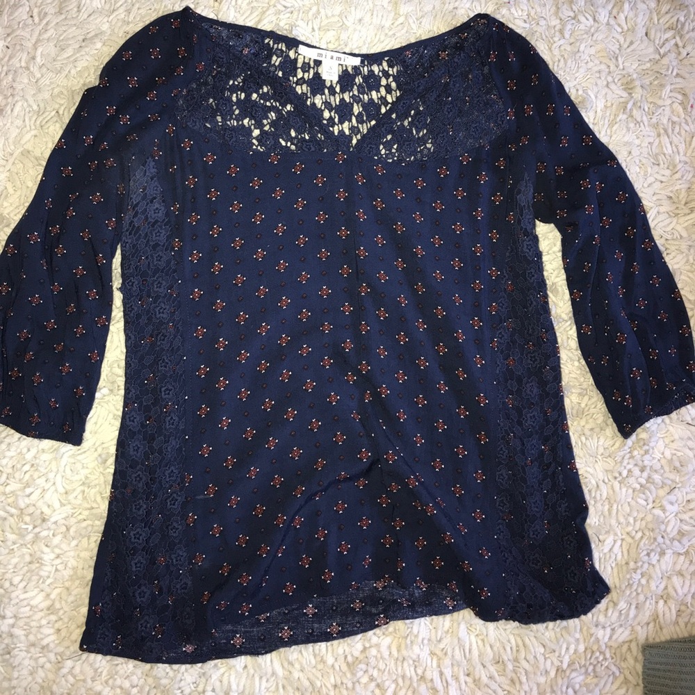 Navy 3/4 sleeve blouse