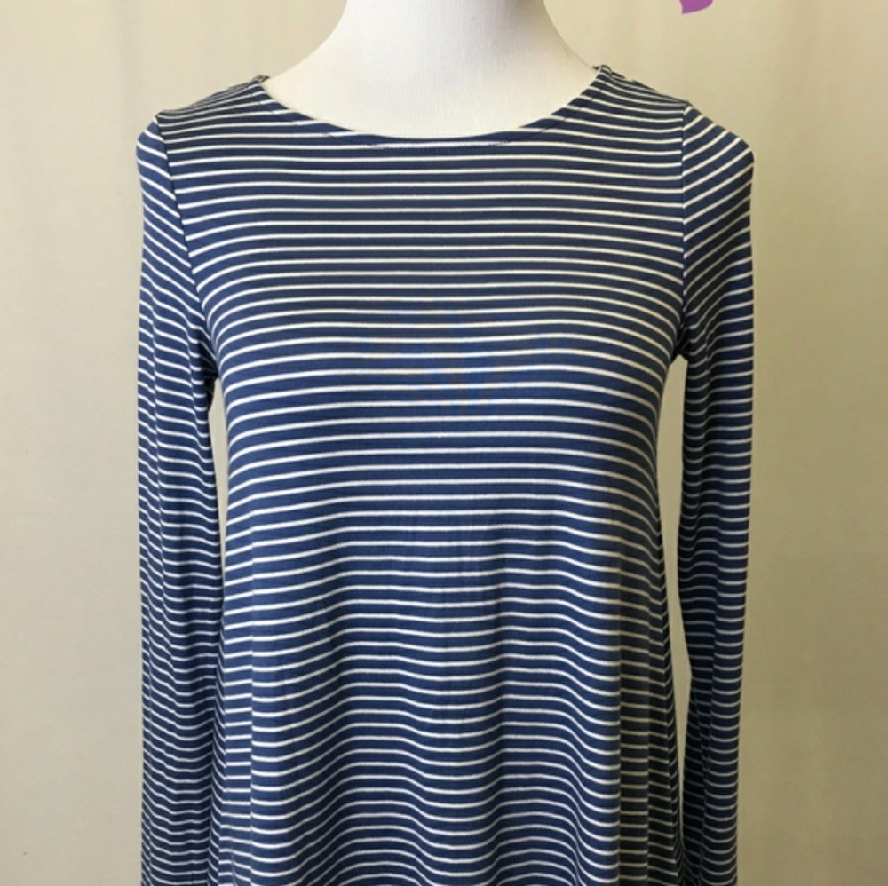 Abby Anna Long Sleeve Tunic - Denim Stipe