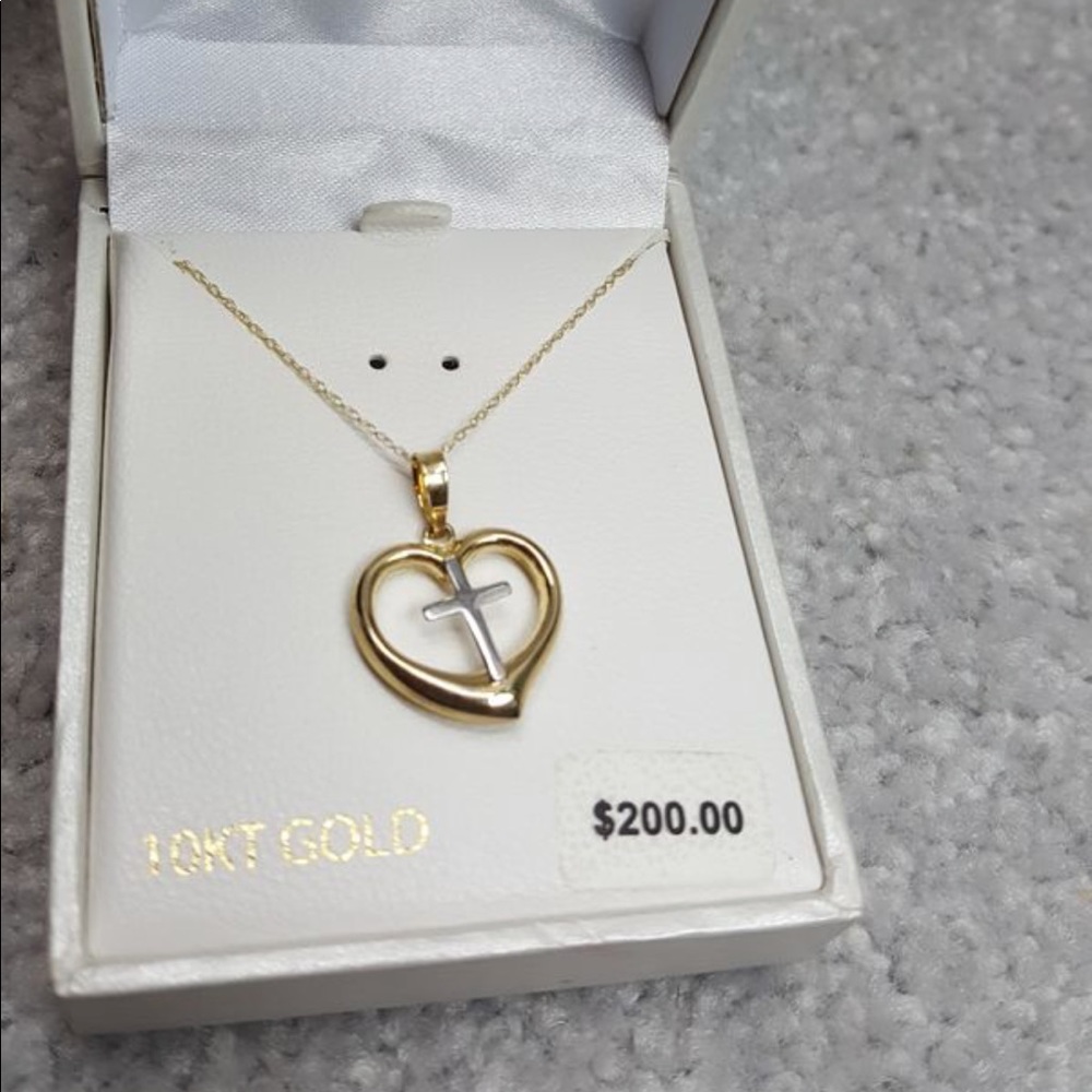 Real 10karat Gold Heart/Cross pendant and Necklace