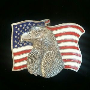 2/$25 American Flag Belt Buckle Bald Eagle Silver