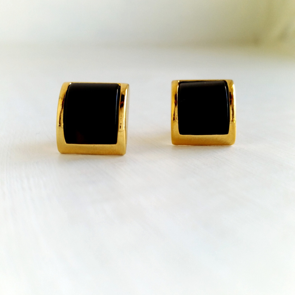 *NAPIER* Black & gold earrings