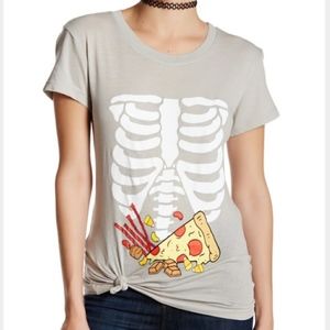 NEW Wildfox Full Stomach Pizza Skeleton Tee