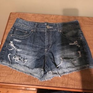Ripped jean shorts