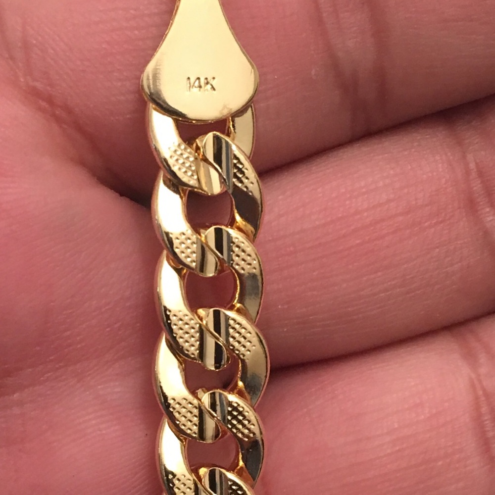 Men’s 10mm (24”) 14K Stamped Gold Cut Cuban Chain