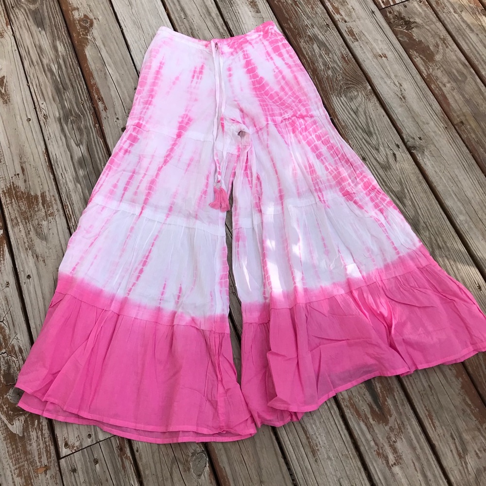 Pink tye dyed pants by ELAN.