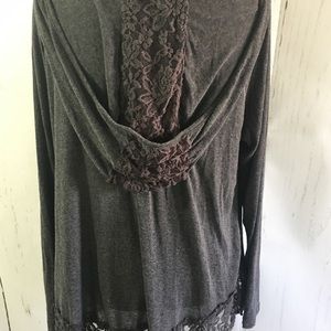 boutique Tops - Hooded Lace Trim Top boutique Tops - Hooded Lace Trim Top