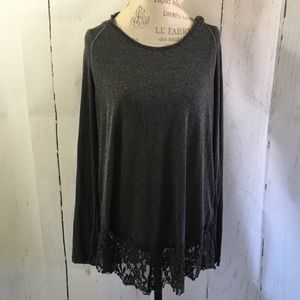 boutique Tops - Hooded Lace Trim Top boutique Tops - Hooded Lace Trim Top