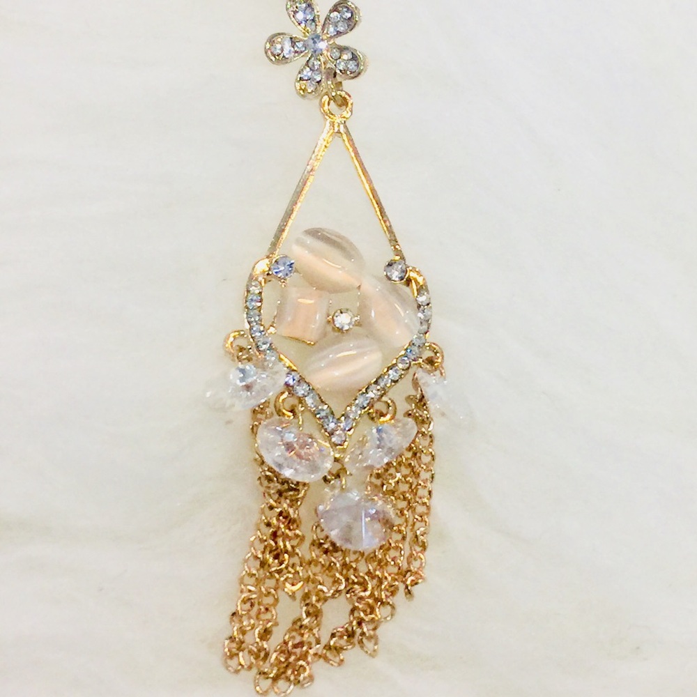 Blush & Gold Chandelier Earrings - Picture 6 of 6