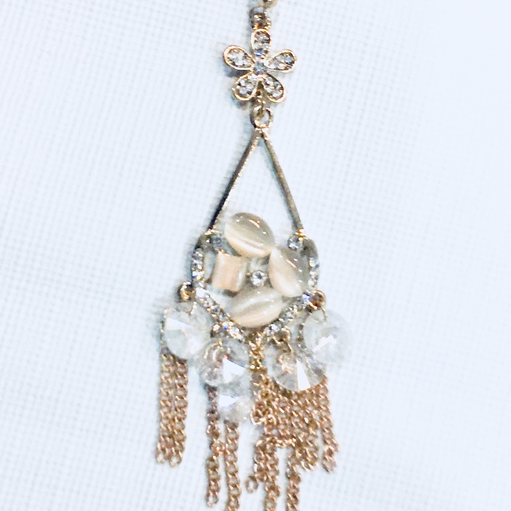 Blush & Gold Chandelier Earrings - Picture 4 of 6