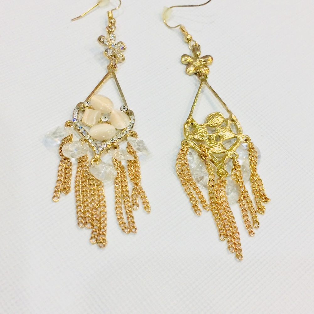 Blush & Gold Chandelier Earrings - Picture 5 of 6