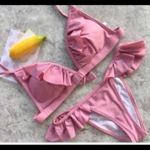 Pink bikini with ruffles