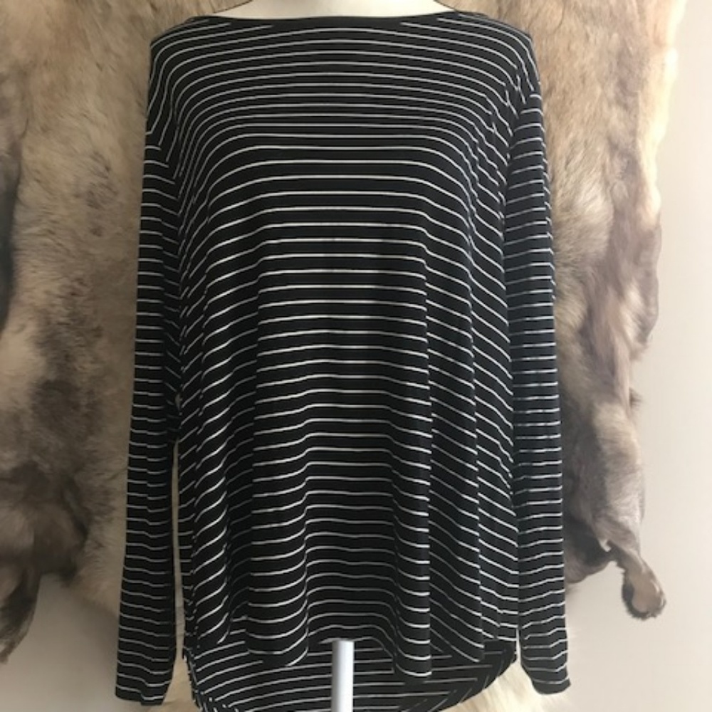 Joe Fresh Black White Stripes Stretch XL Tee