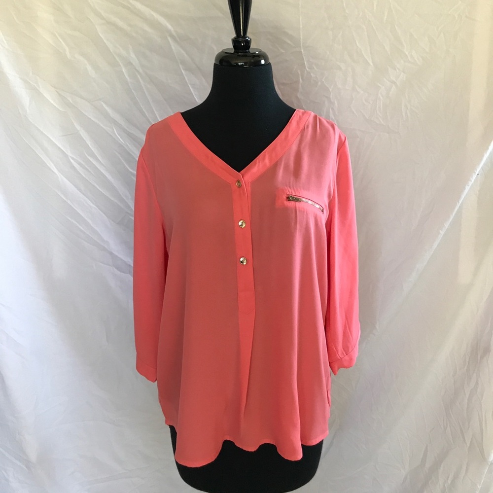 Peach button down blouse