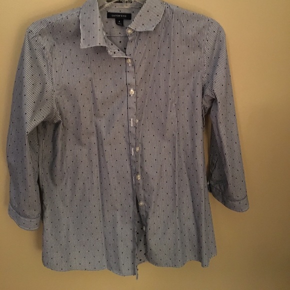 Lands end tailored 3/4 sleeve blouse - Picture 2 of 4