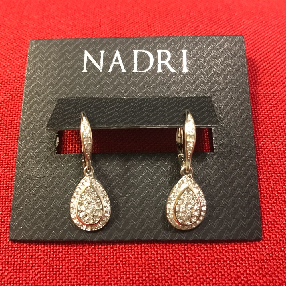 Nadri pear drop cubic zirconia earrings. - Picture 2 of 4