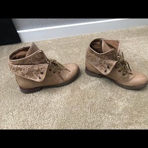 Flat brown booties