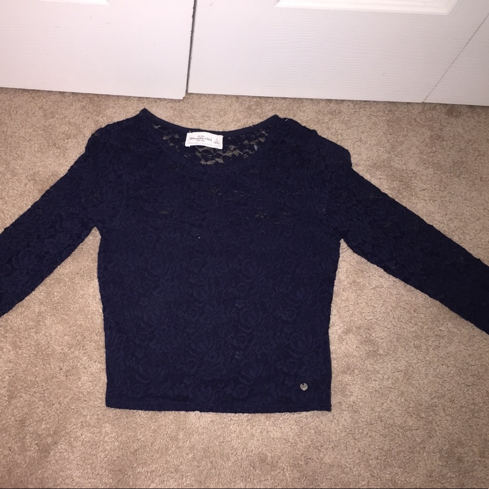 Navy blue lace crop top