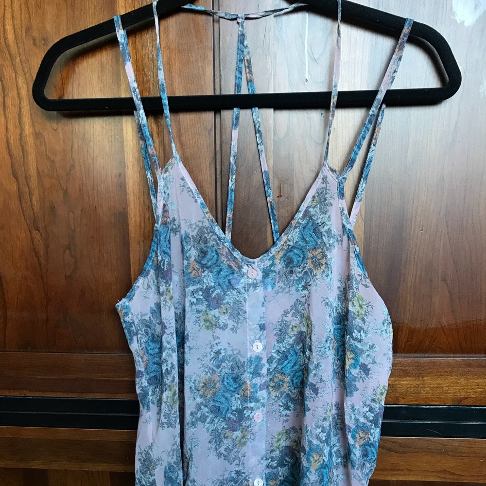 Sheer floral Nordstrom tank with strappy back