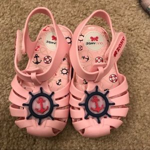 Pink and blue jelly sandals toddler size 6