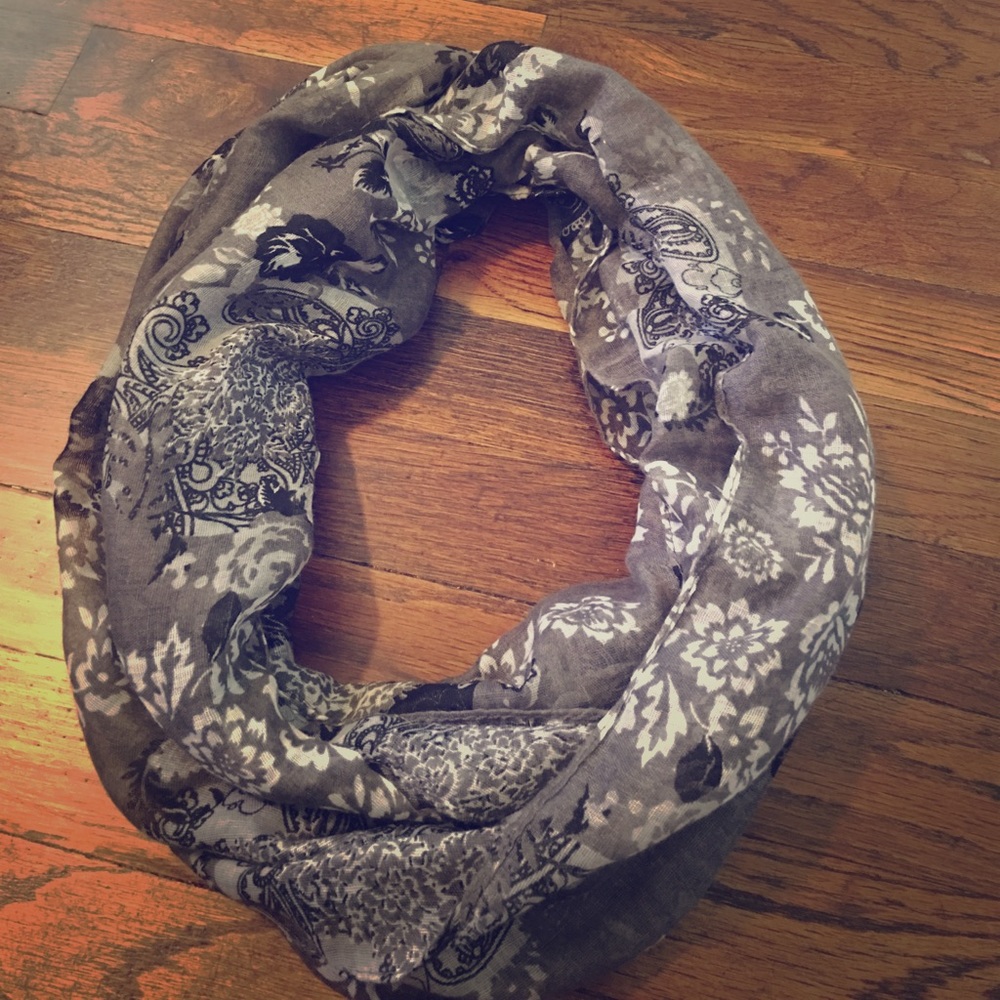 Grey floral infinity scarf!