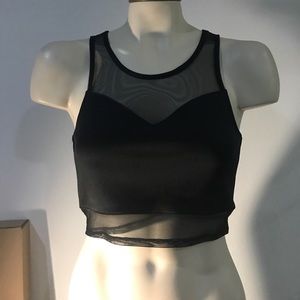 Black mesh crop top