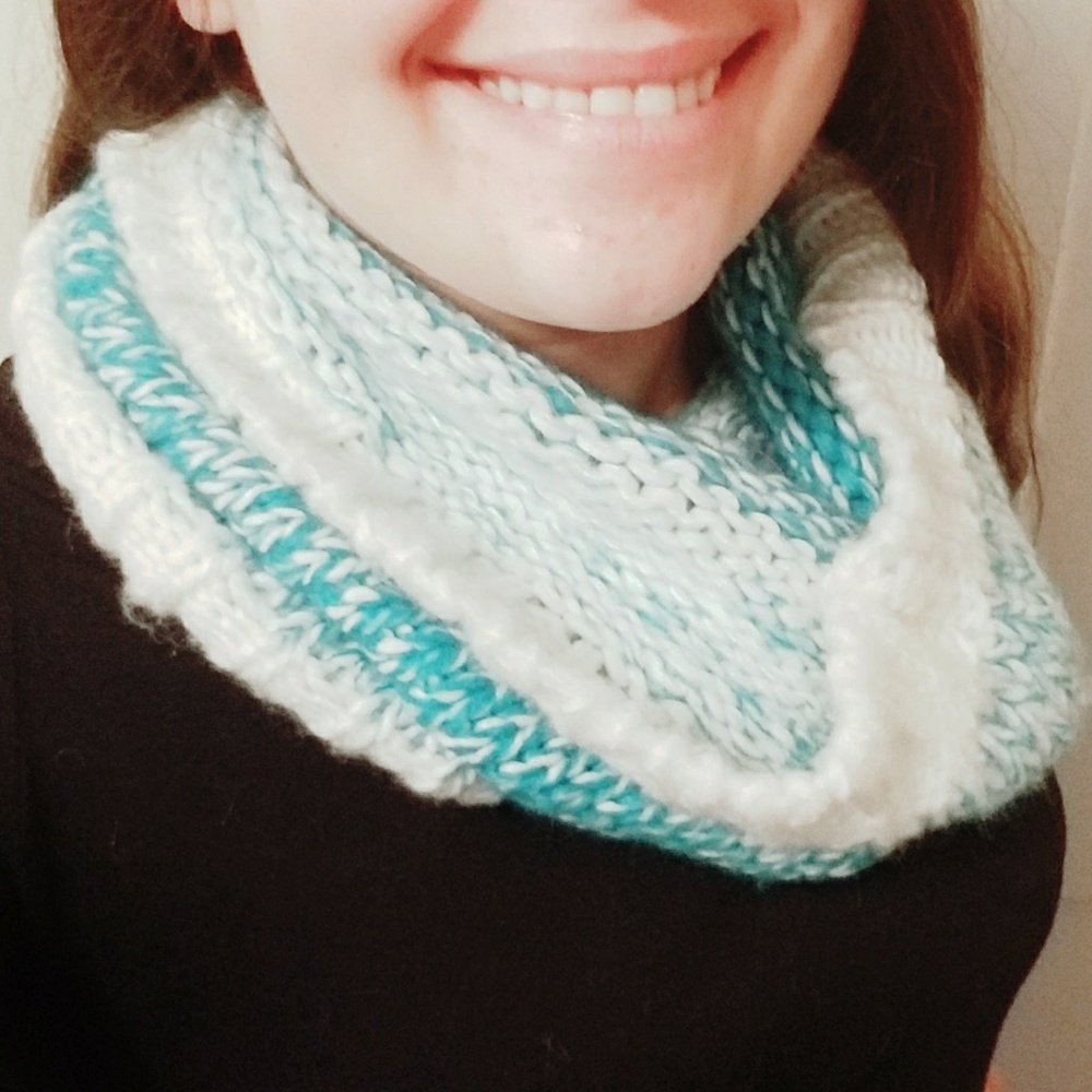 Artic blue and white cowl