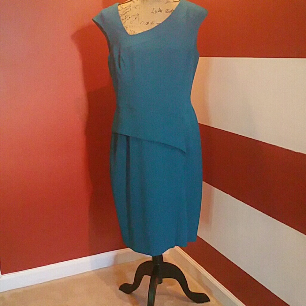 Teal sleeveless peplum dress NWOT (firm price)