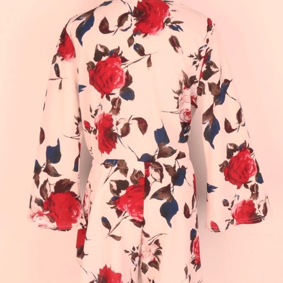 ‘Aviana’ Cream floral rose romper bell sleeves - Picture 4 of 6