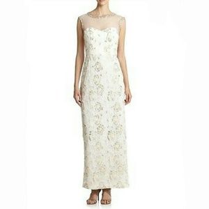 *NWT* Sue Wong Ivory & Gold Embroidered Dress
