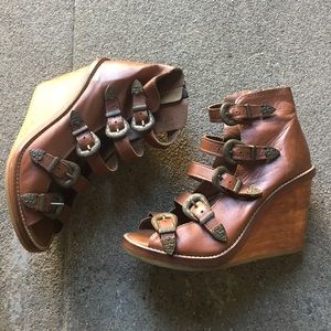 Topshop Strappy Buckle Wedges