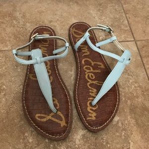 SOLD * SAM EDELMAN blue leather strappy sandals