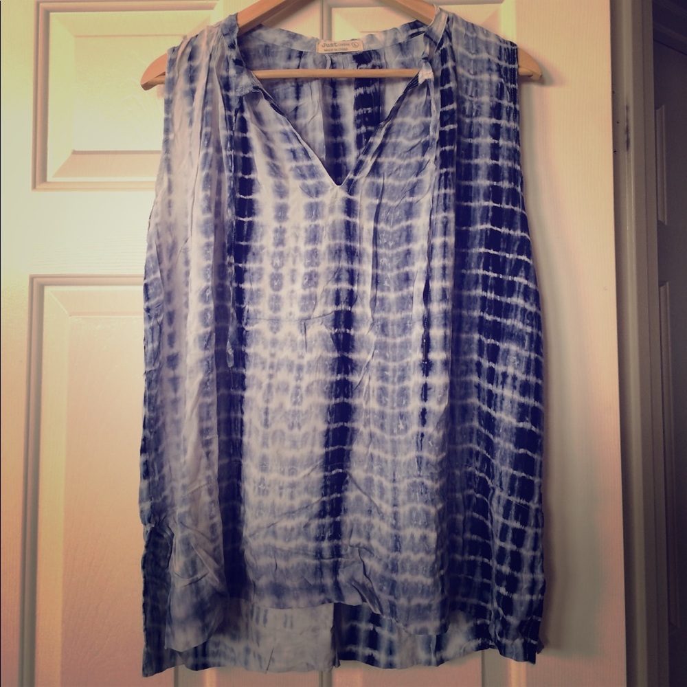 Just Living Blue Tie Dye Lightweight Blouse Shirt