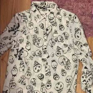 Skull button up blouse