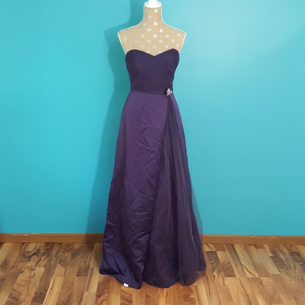 Long purple bridesmaid dress