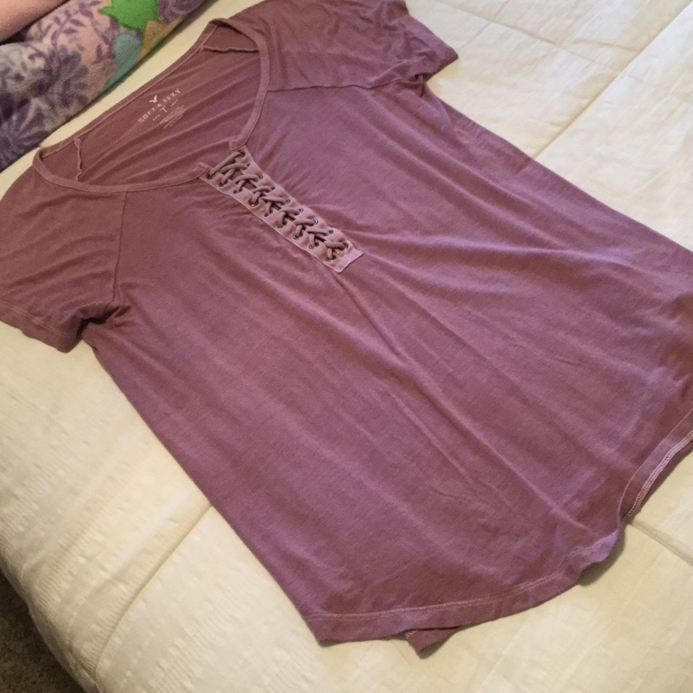 Super stretchy lace up shirt