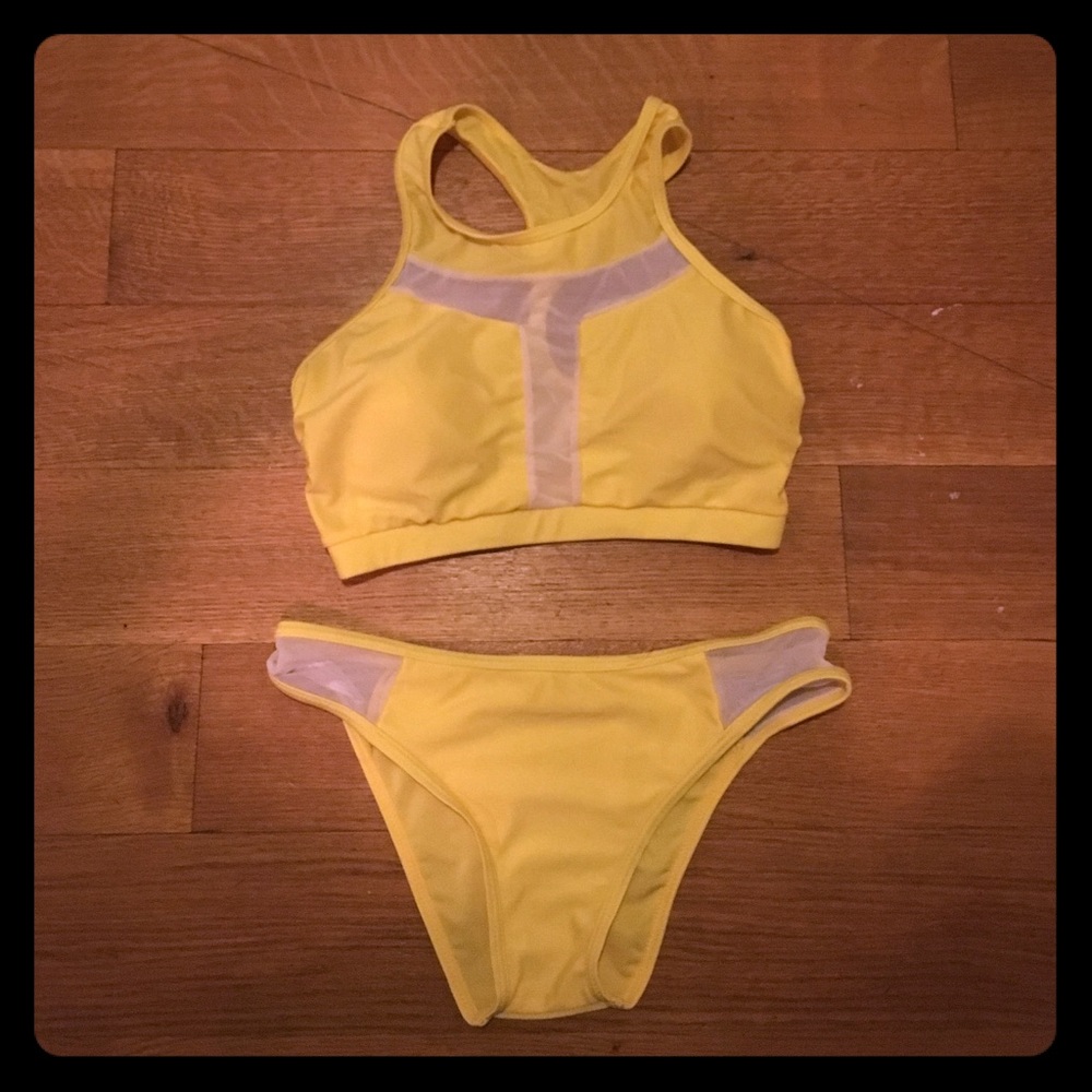 Yellow with mesh bikini