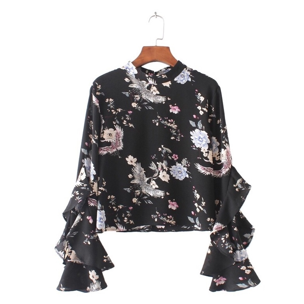 Beautiful black ruffle blouse