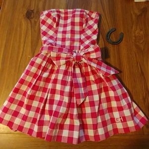 Gilly Hicks pink gingham check strapless dress