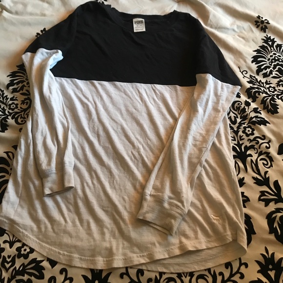 PINK Victoria's Secret Tops - VS PINK Black & White Long Sleeve