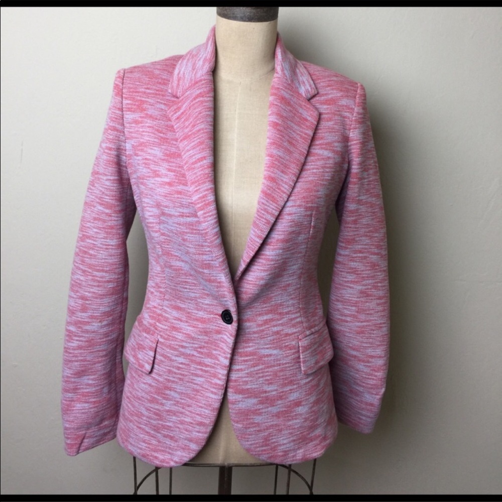 Cartonnier Anthropologie pink cotton peplum blazer