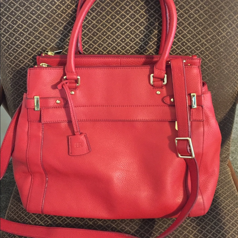 SOLD! Banana Republic Red Leather Tote 15 x 12 NEW