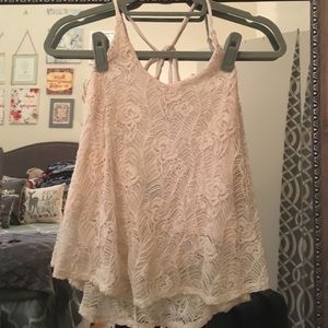 Cream lace halter top