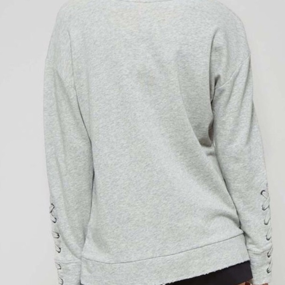 S-M Distressed Lace up sleeve sweatshirt - Picture 7 of 8