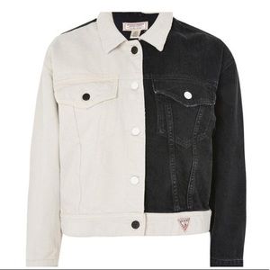 GUESS colorblock cropped denim