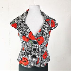 Anthropologie Elvenses Poppy Print Jacket