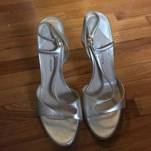 Paul Andrew Aria platinum evening heels