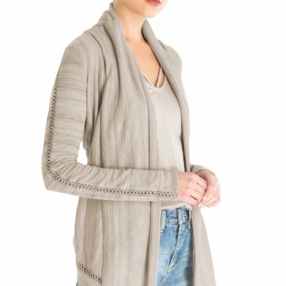 NWOT Lace Trim Waterfall Cardigan - Picture 7 of 9