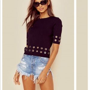MINKPINK Tops - Eyelet Rib Knit Top MINKPINK Tops - Eyelet Rib Knit Top