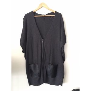 LOFT gray long sweater poncho