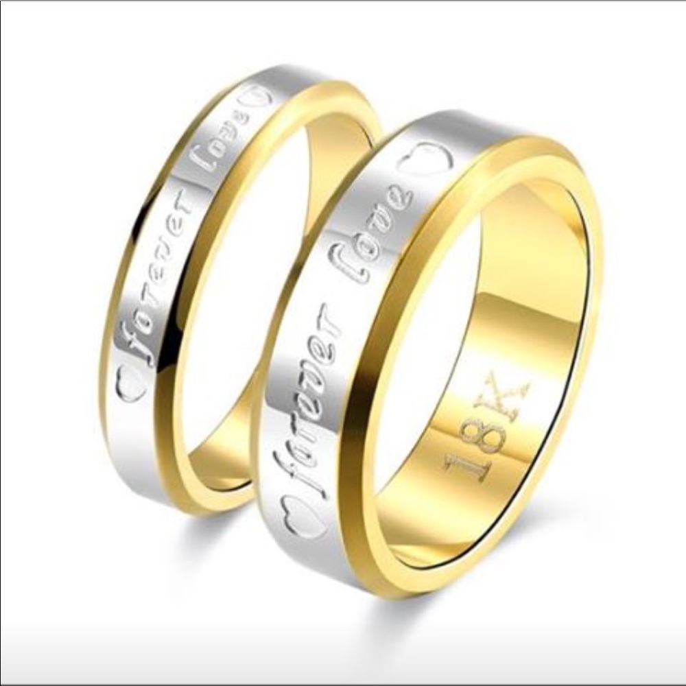 18K Gold plated forever love wedding rings - Picture 3 of 8